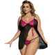 SUBBLIME QUEEN PLUS BABYDOLL NEGRO Y ROSA