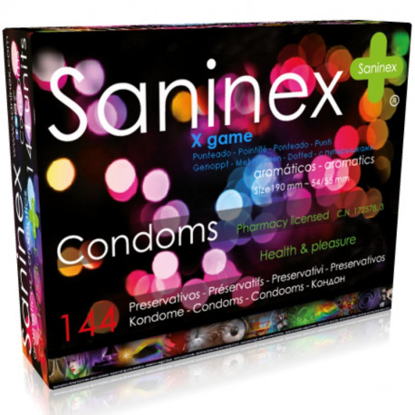 SANINEX X GAME PRESERVATIVOS PUNTEADOS AROMATIZADOS 144 UDS