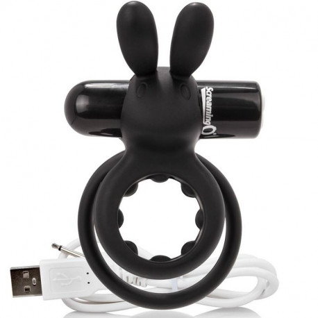 SCREAMING O ANILLO DOBLE RECARGABLE CON RABBIT O HARE NEGRO