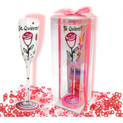 COPA CRISTAL PINTADA TE QUIERO ROSA
