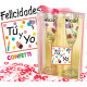 FELICIDADES Tu y YO Copas cristal y confetti