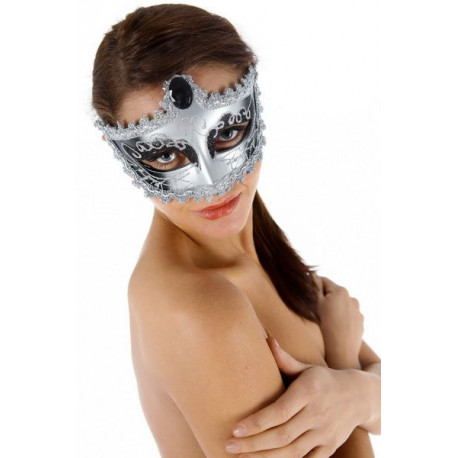 MASCARA VENECIANA ACABADO PLATEADA