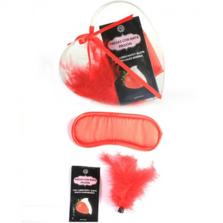 SECRETPLAY KIT KISS LOVE ANTIFAZ PLUMA MONODOSIS FRESA Y NATA