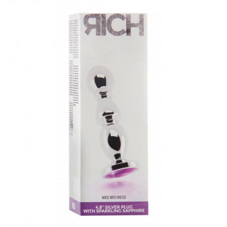RICH R2 PLUG ANAL METAL SILVER PURPLE SHAPHIRE 12CM
