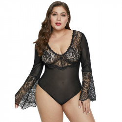 QUEEN LINGERIE PLUS SIZE TEDDY NEGRO XL