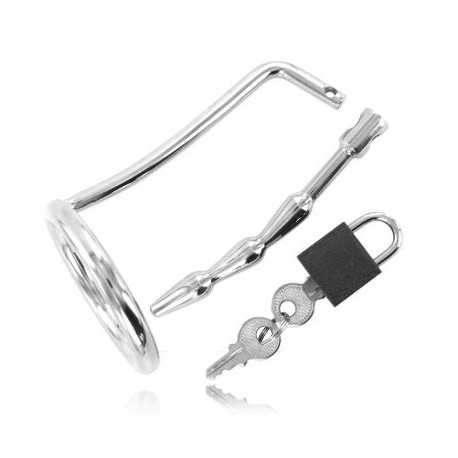 METAL HARD ANILLO TESTICULOS CON PLUG URETRA CASTIDAD
