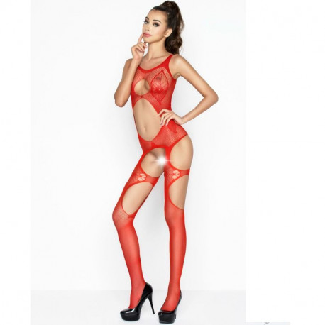 PASSION WOMAN BS039 BODYSTOCKING ROJO TALLA UNICA