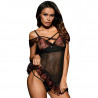 QUEEN LINGERIE CHEMISE NEGRO Y ROJO TALLA M