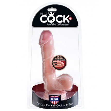 KING COCK DUAL DENSITY 75 DILDO NATURAL CON TESTICULOS