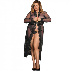 SUBBLIME QUEEN PLUS PEIGNOIR DISENO FLORAL MANGA LARGA