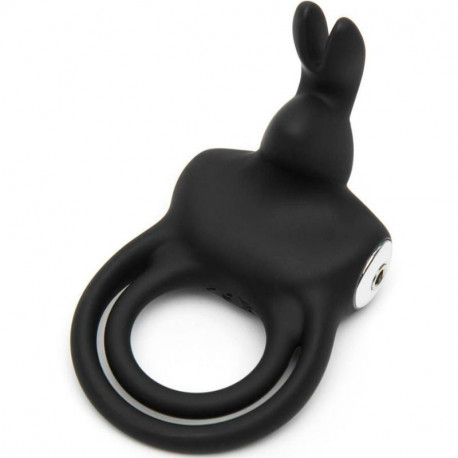 HAPPY RABBIT ANILLO VIBRADOR RECARGABLE NEGRO