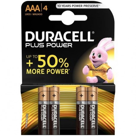DURACELL PLUS POWER PILA ALCALINA AAA LR03 BLISTER4