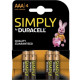 DURACELL SIMPLY PILA ALCALINA AAA LR03 MN2400 4UD
