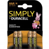 DURACELL SIMPLY PILA ALCALINA AAA LR03/MN2400 4UD
